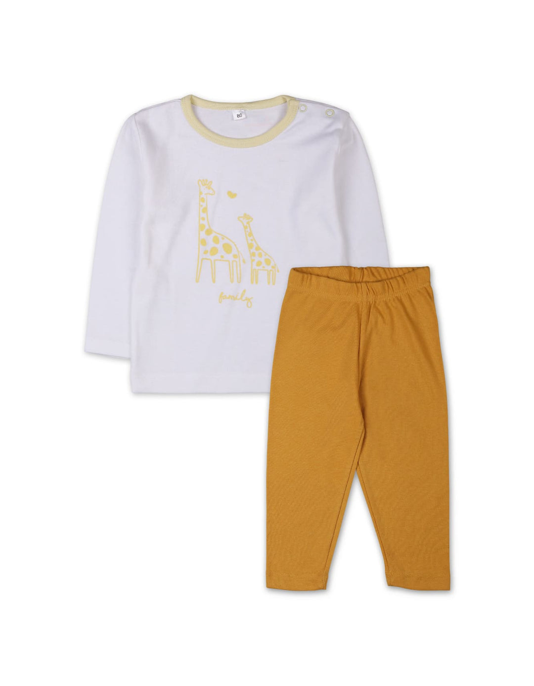 Newborn Baby Night Suit Bambies Giraffe White and Mustard at Zubaidas