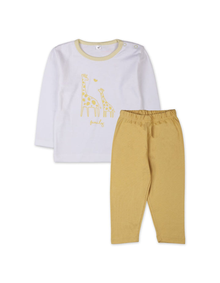 Newborn Baby Night Suit Bambies Giraffe White and Yellow at Zubaidas