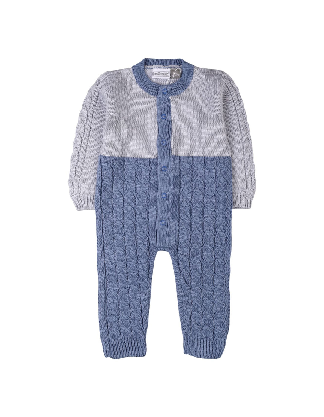 Newborn Baby Winter Knitted Rompers Bambies Two Tone Grey and Blue at Zubaidas