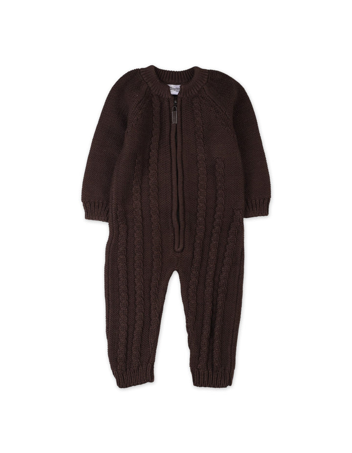 Newborn Baby Winter Knitted Rompers Bambies Zipper Brown at Zubaidas