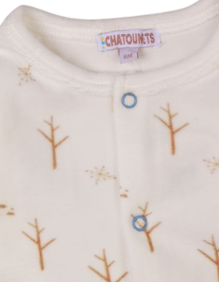 Newborn Baby Winter Rompers Bambies Vehicle Printed Footed Cream at Zubaidas Pakistan