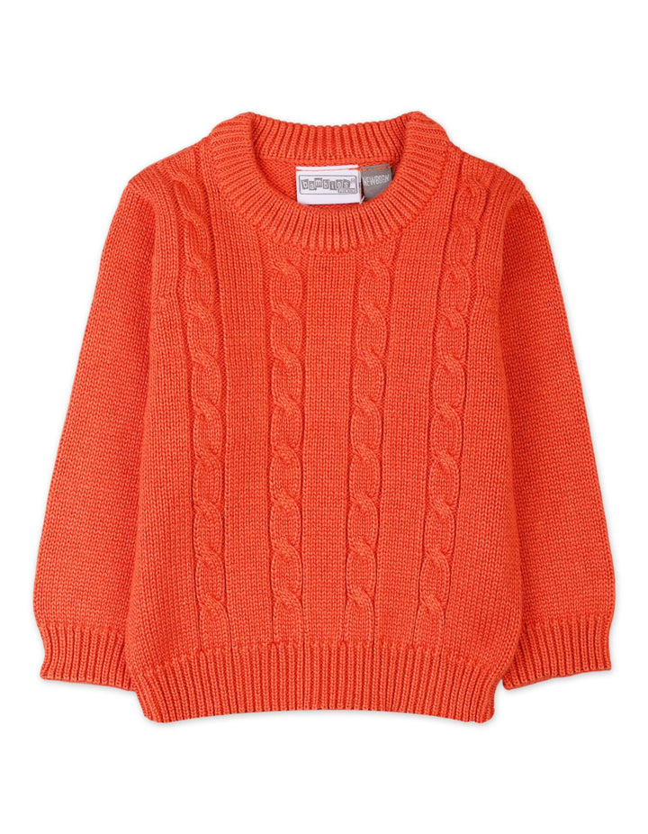 Newborn Baby Winter Woolen Tops Bambies Cable Knit Orange at Zubaidas