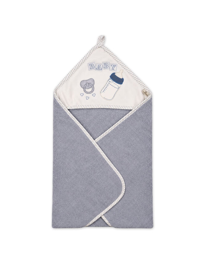 Newborn Bath Towel Hooded White and Grey at Zubaidas Official Pakistan