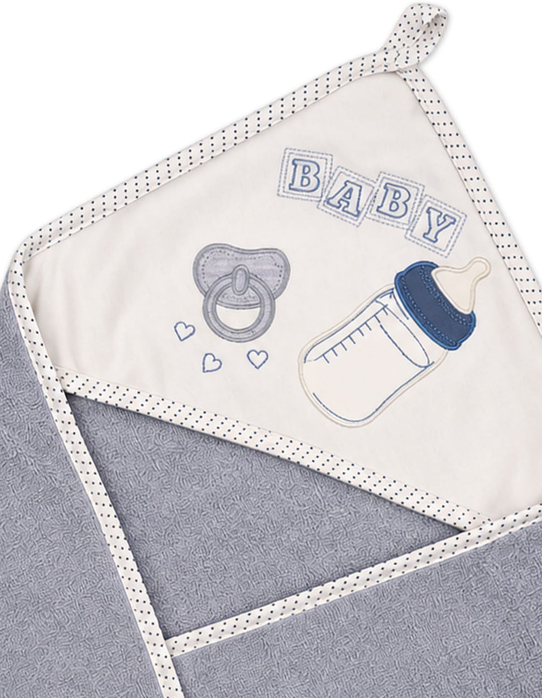 Newborn Bath Towel Hooded White and Grey at Zubaidas Online Pakistan