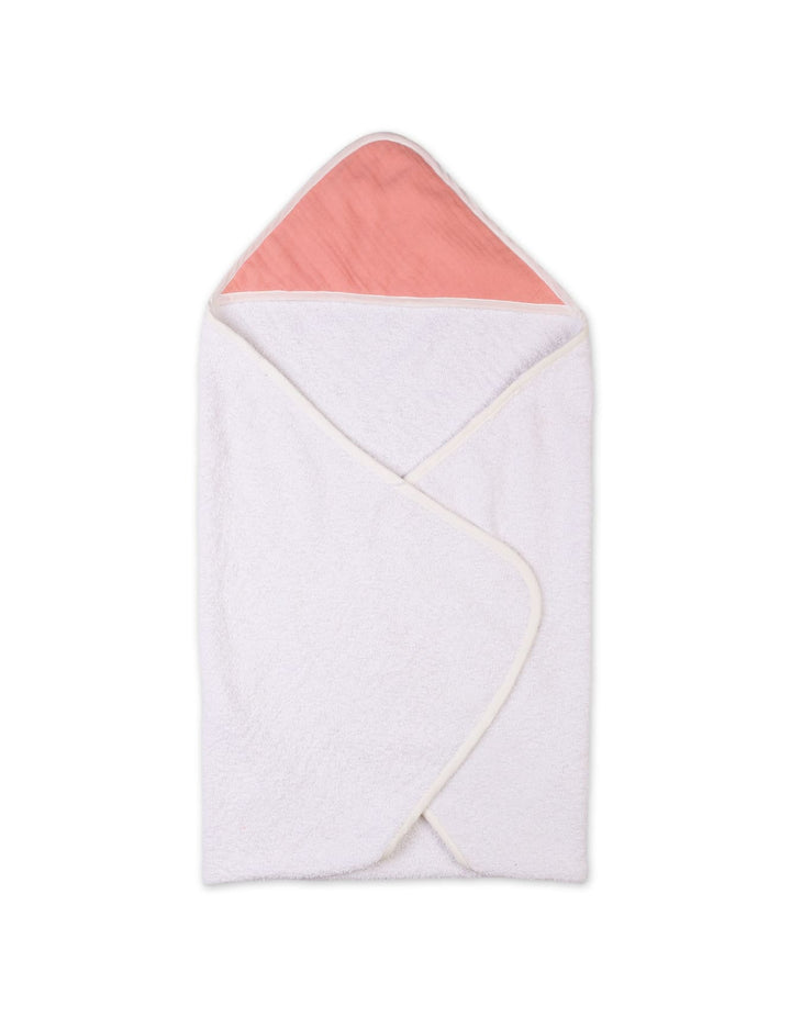 Newborn Bath Towels Bambies Hooded Peach and White at Zubaidas