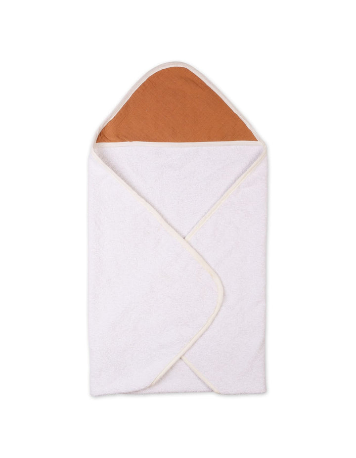 Newborn Bath Towels Bambies Hooded Rust and White at Zubaidas