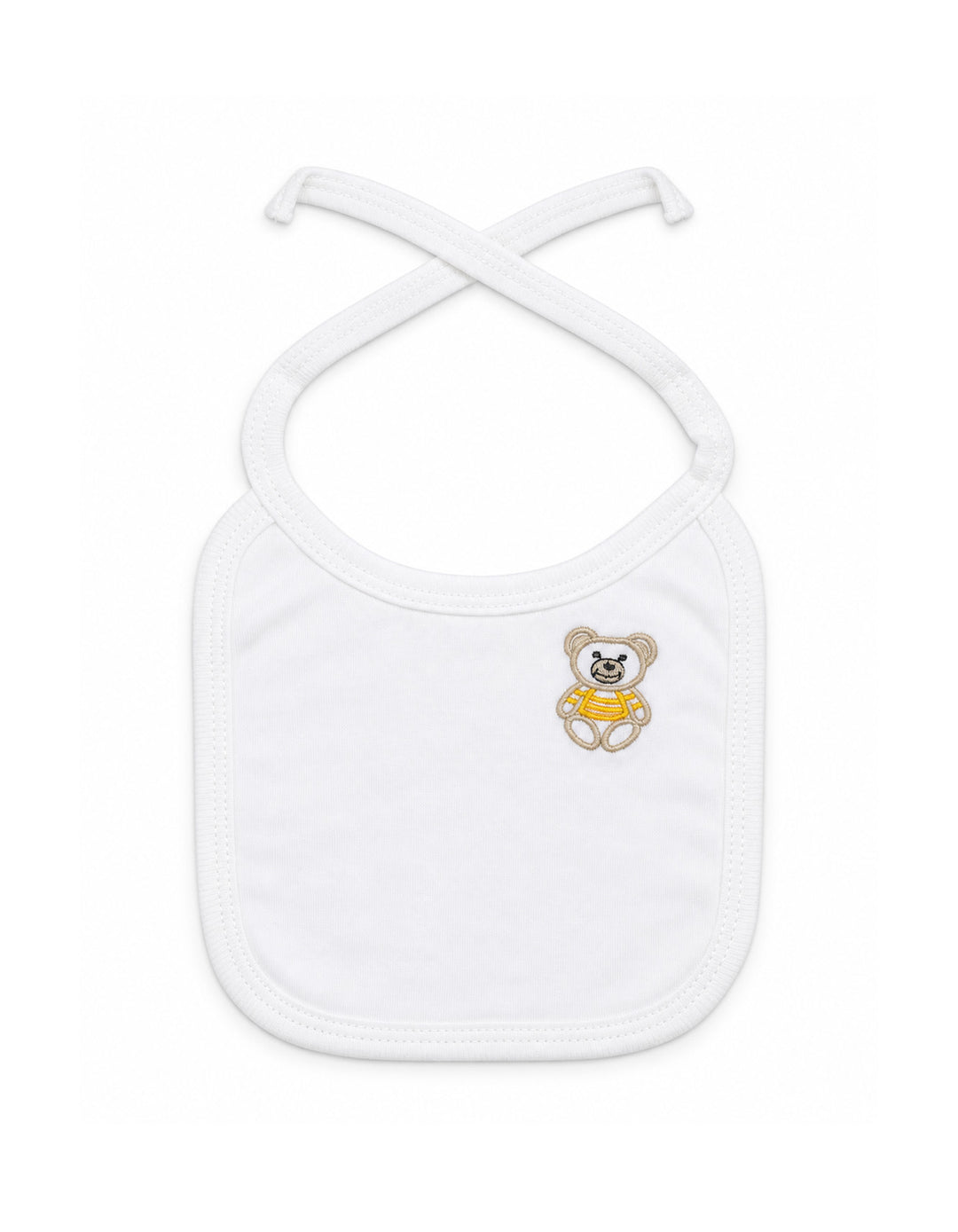 Newborn Bib Teddy Bear White at Zubaidas