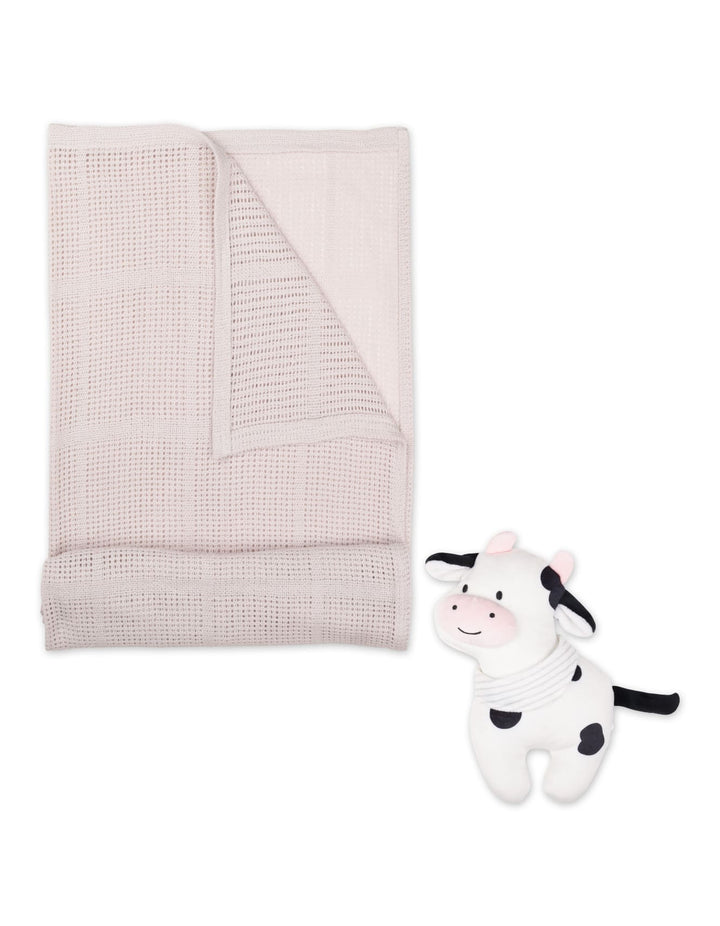 Newborn Blanket with Soft Toy Cow at Zubaidas