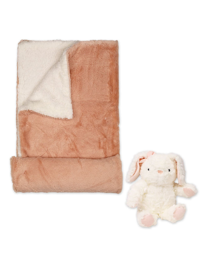 Newborn Blanket with Stuff Toy Bunny PInk at Zubaidas