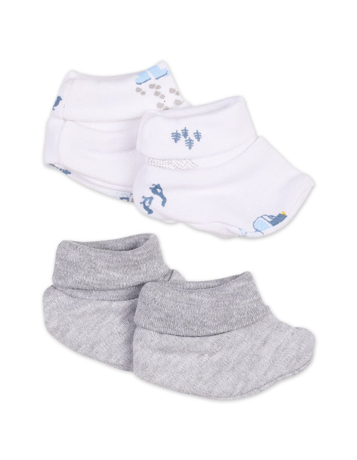 Newborn Booties Bambies Grey and White Printed Pack at Zubaidas