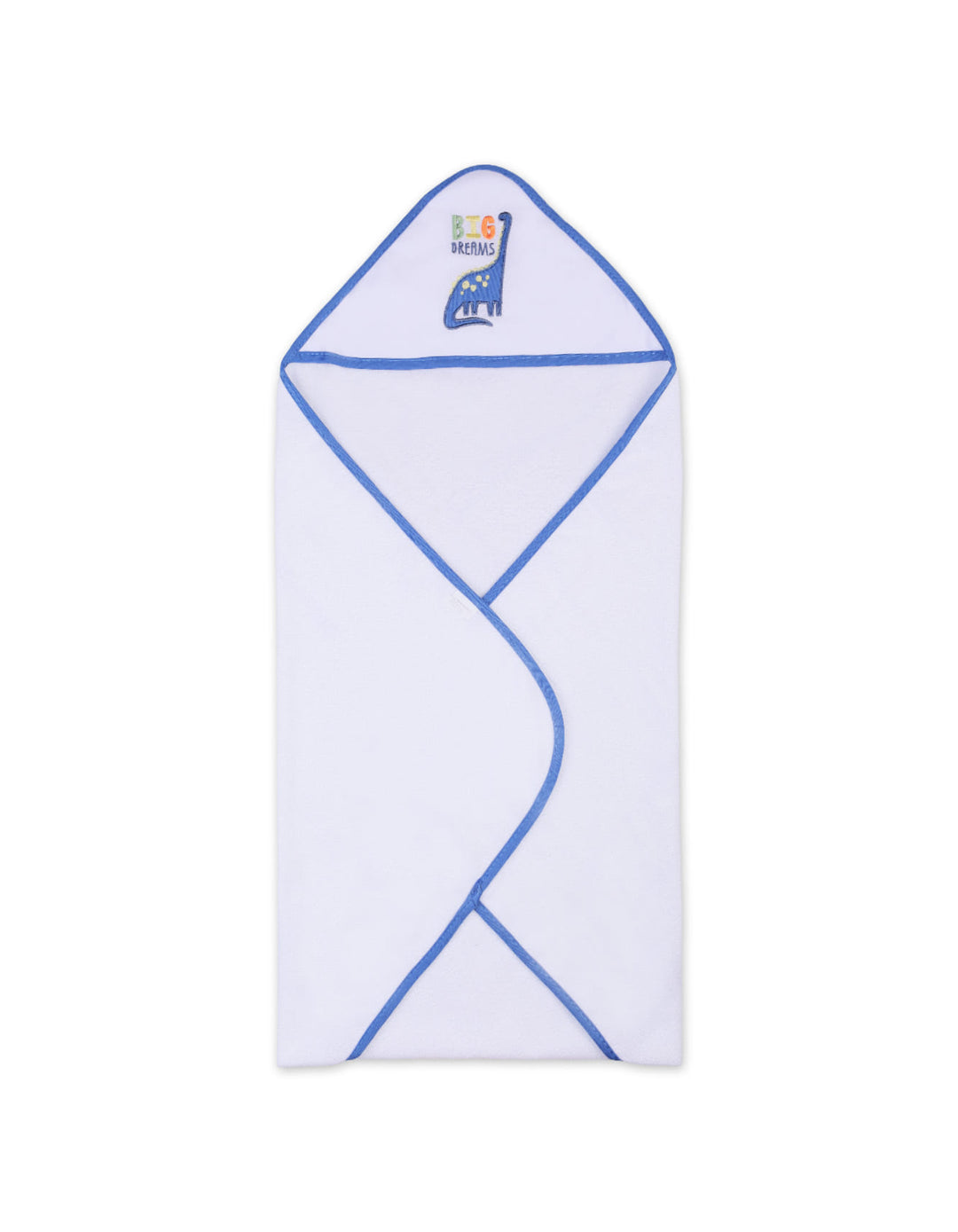 Newborn Boy Bath Towel and Washcloth Set Dino White and Blue at Zubaidas Online Pakistan