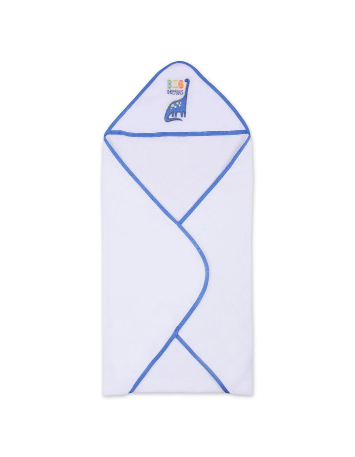 Newborn Boy Bath Towel and Washcloth Set Dino White and Blue at Zubaidas Online Pakistan