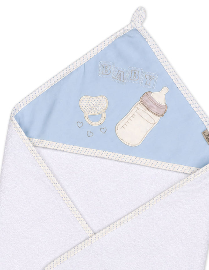 Newborn Boy Bath Towel Hooded White and Blue at Zubaidas Online Pakistan