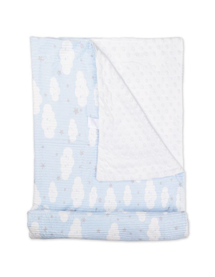 Newborn Boy Blanket Clouds and Stars Light Blue at Zubaidas
