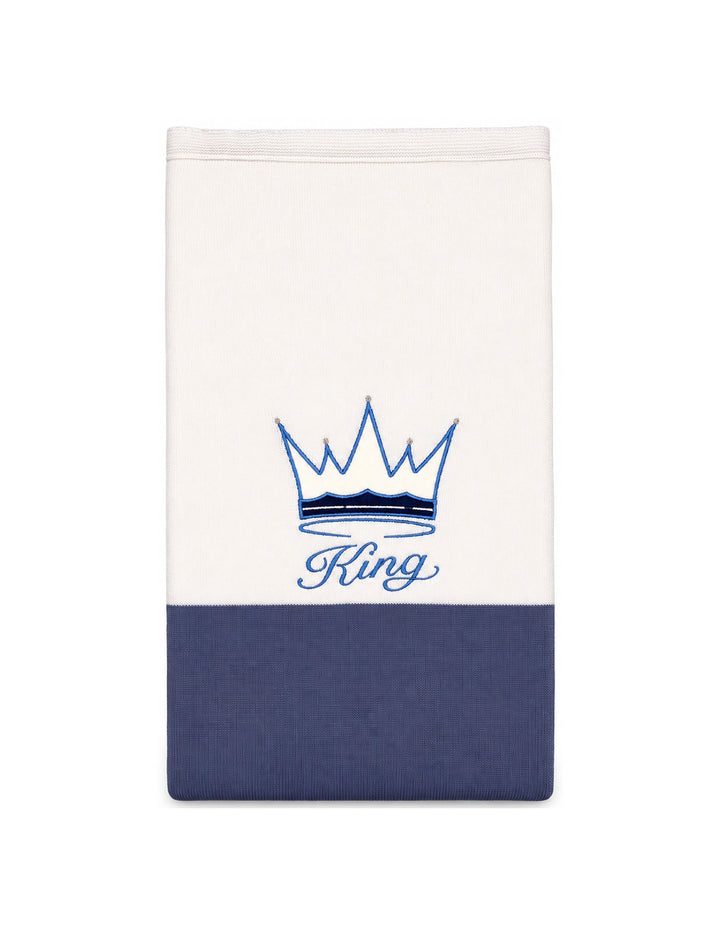 Newborn Boy Blanket King White and Navy Blue at Zubaidas