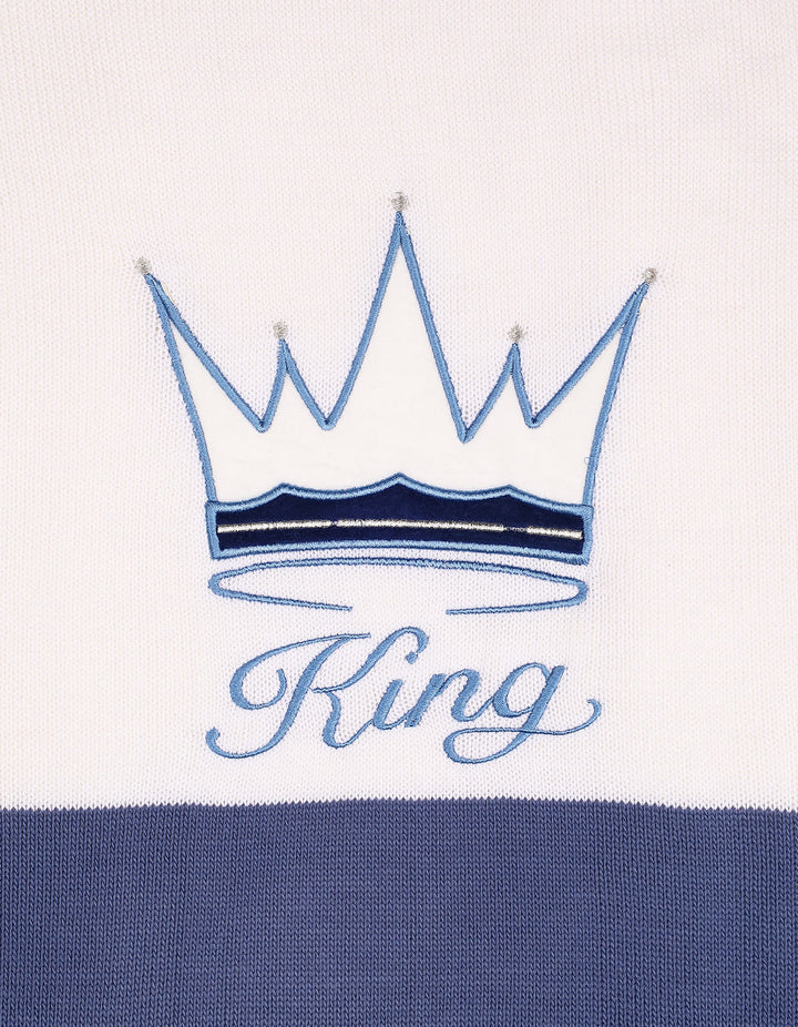 Newborn Boy Blanket King White and Navy Blue at Zubaidas Official Pakistan