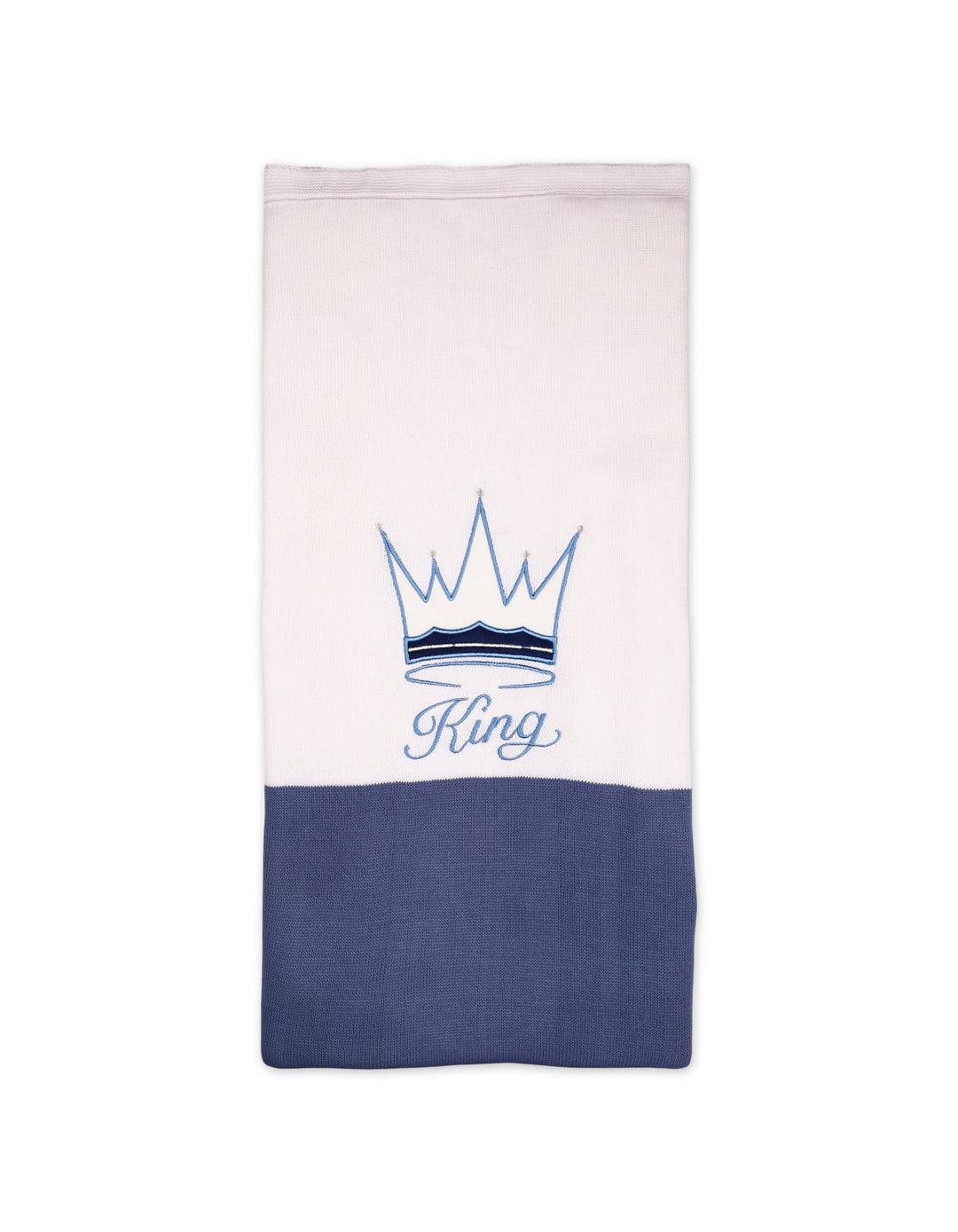 Newborn Boy Blanket King White and Navy Blue at Zubaidas
