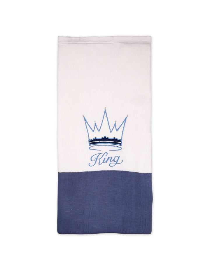 Newborn Boy Blanket King White and Navy Blue at Zubaidas