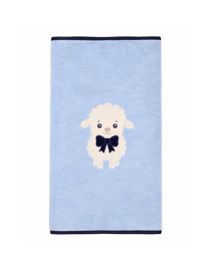 Newborn Boy Blanket Sheep Light Blue and Navy Blue at Zubaidas