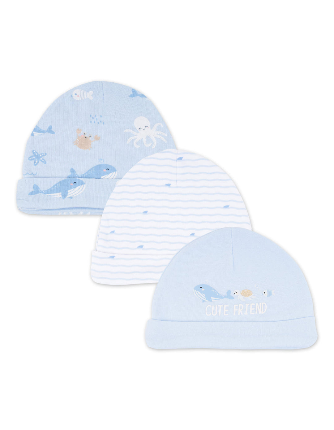 Newborn Boy Cap Pack of 3 Cute Friends at Zubaidas