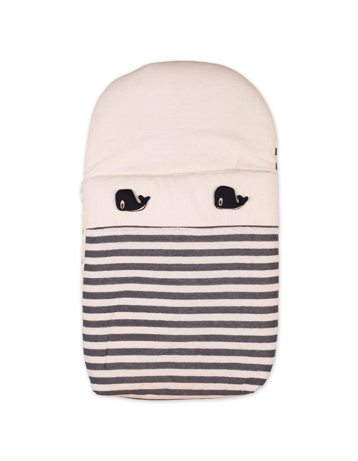 Newborn Boy Carry Nest Bambies Striped Whale Navy Blue at Zubaidas