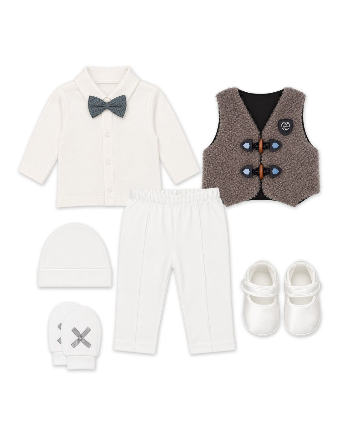 Newborn Boy Gift Set 6 Pcs White and Grey at Zubaidas