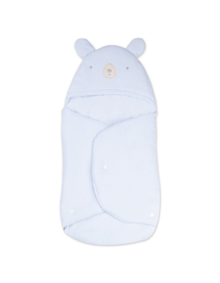 Newborn Boy Hooded Carry Nest Bear Light Blue at Zubaidas