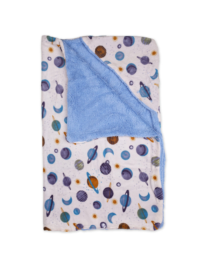 Newborn Boy Hooded Swaddle Blanket Space Print White and Blue at Zubaidas Online Pakistan