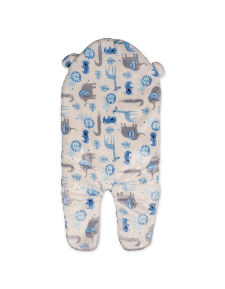 Newborn Boy Hooded Swaddle Safari Blue and White at Zubaidas Online Pakistan