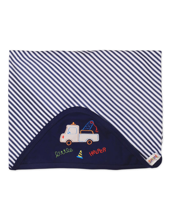Newborn Boy Hooded Wrapping Sheet Navy Blue at Zubaidas Online Pakistan