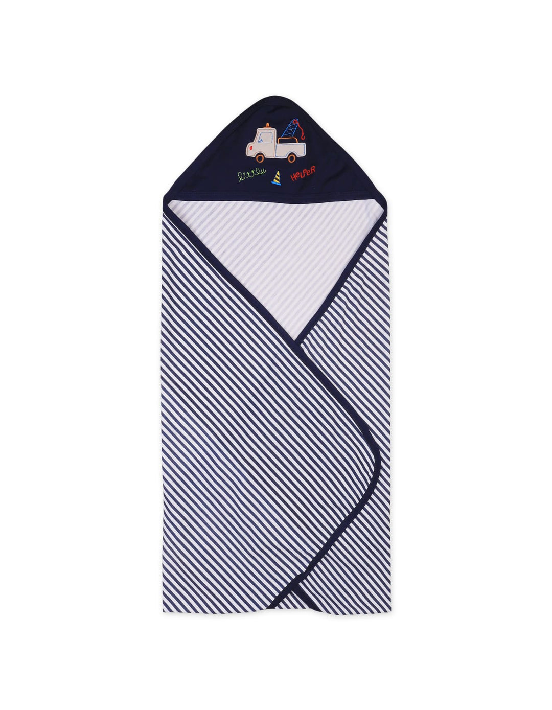 Newborn Boy Hooded Wrapping Sheet Navy Blue at Zubaidas