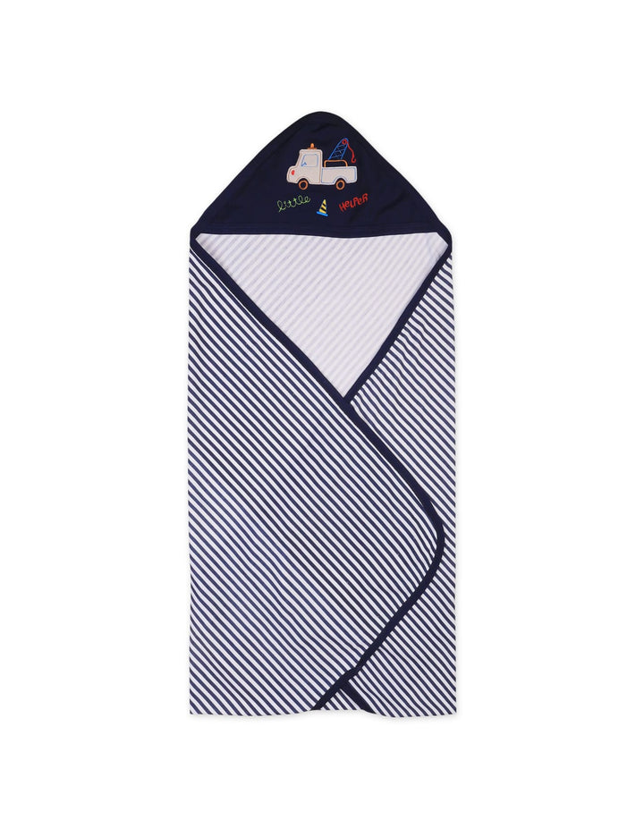 Newborn Boy Hooded Wrapping Sheet Navy Blue at Zubaidas