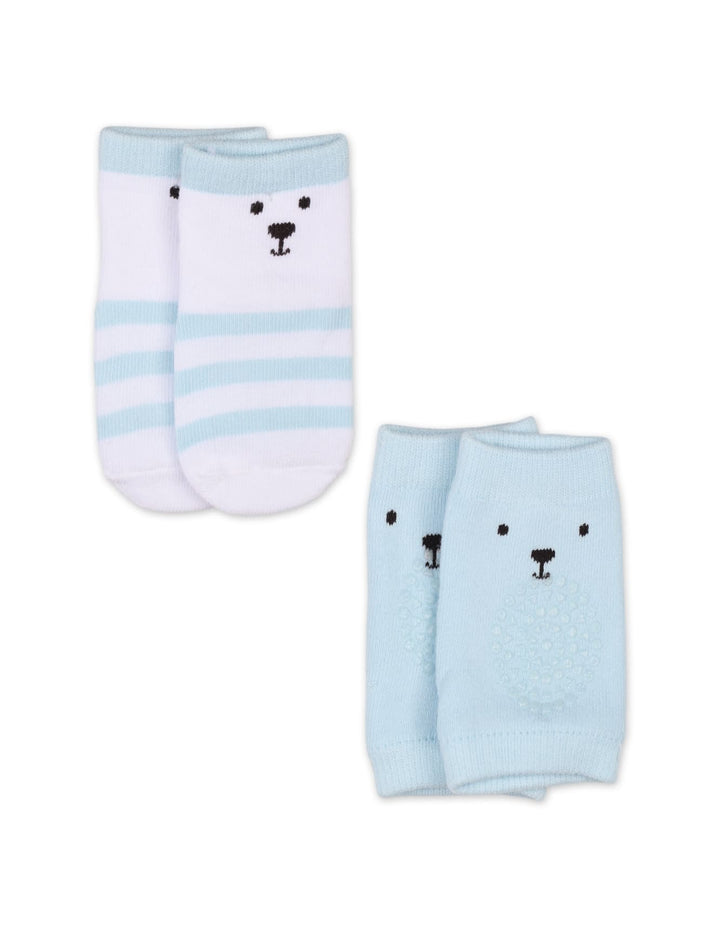 Newborn Boy Knee Pads and Socks  Light Blue at Zubaidas