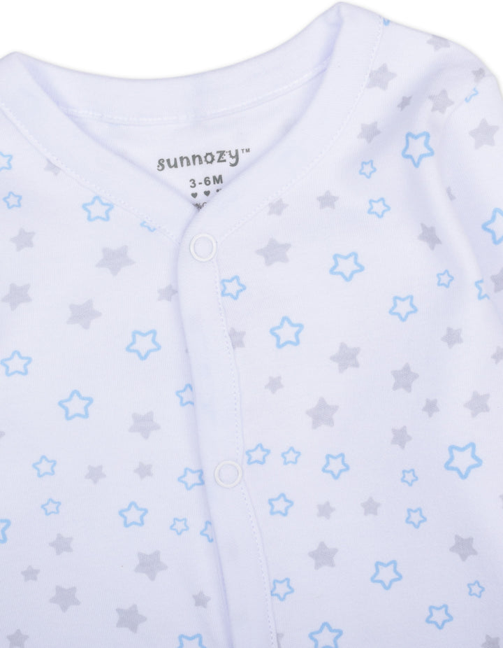 Newborn Boy Sleepsuit Pack of 3 Bear and Stars Blue at Zubaidas Online Pakistan
