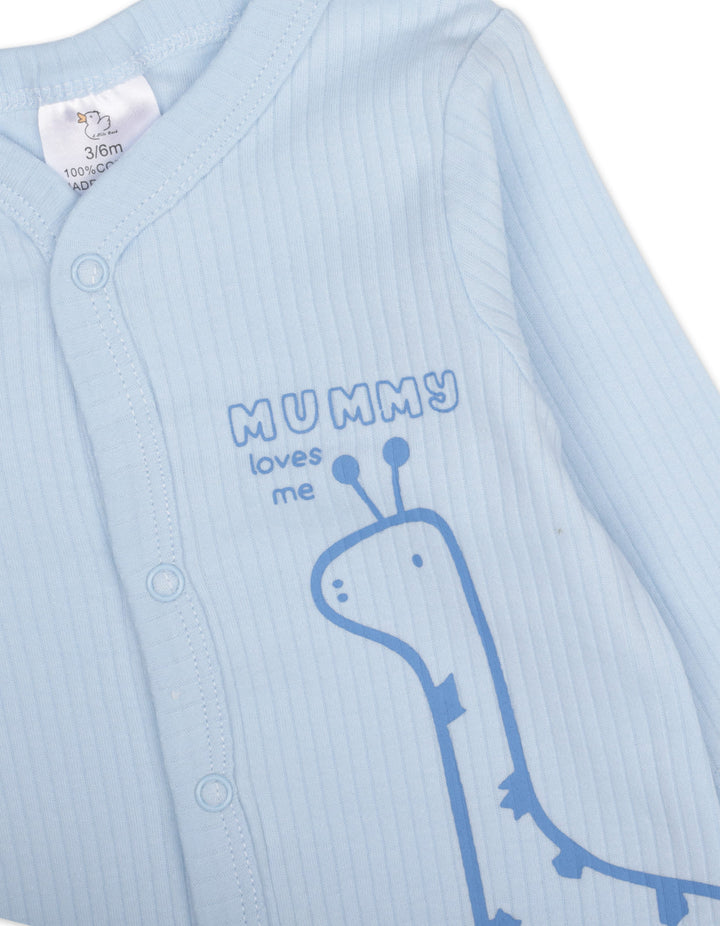 Newborn Boy Sleepsuit Pack of 3 Mummy Loves Me Blue at Zubaidas Online Pakistan