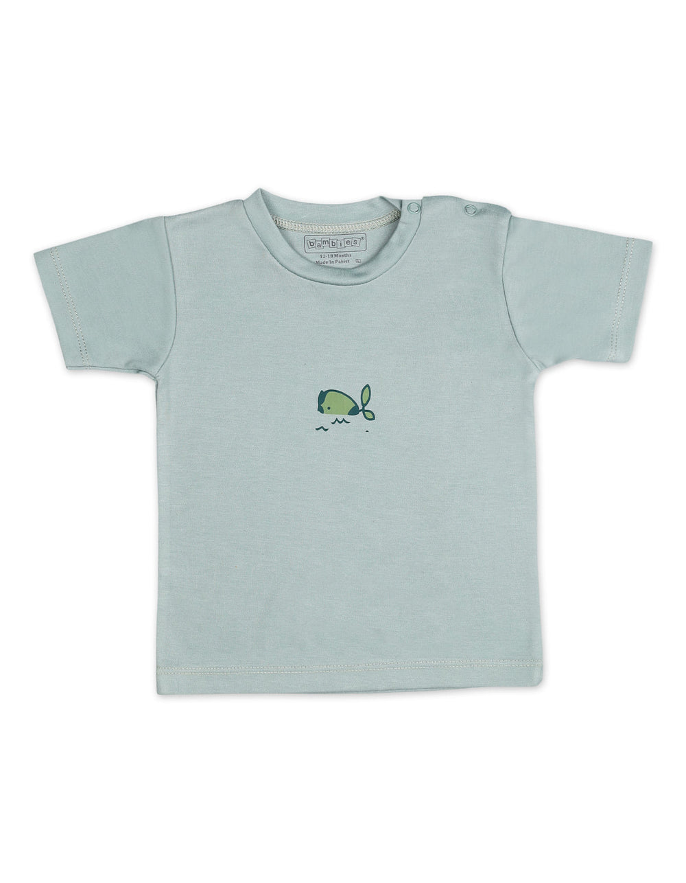 Newborn Boy Summer 2 Piece Suit Set Bambies Fish Print Green at Zubaidas Official Pakistan