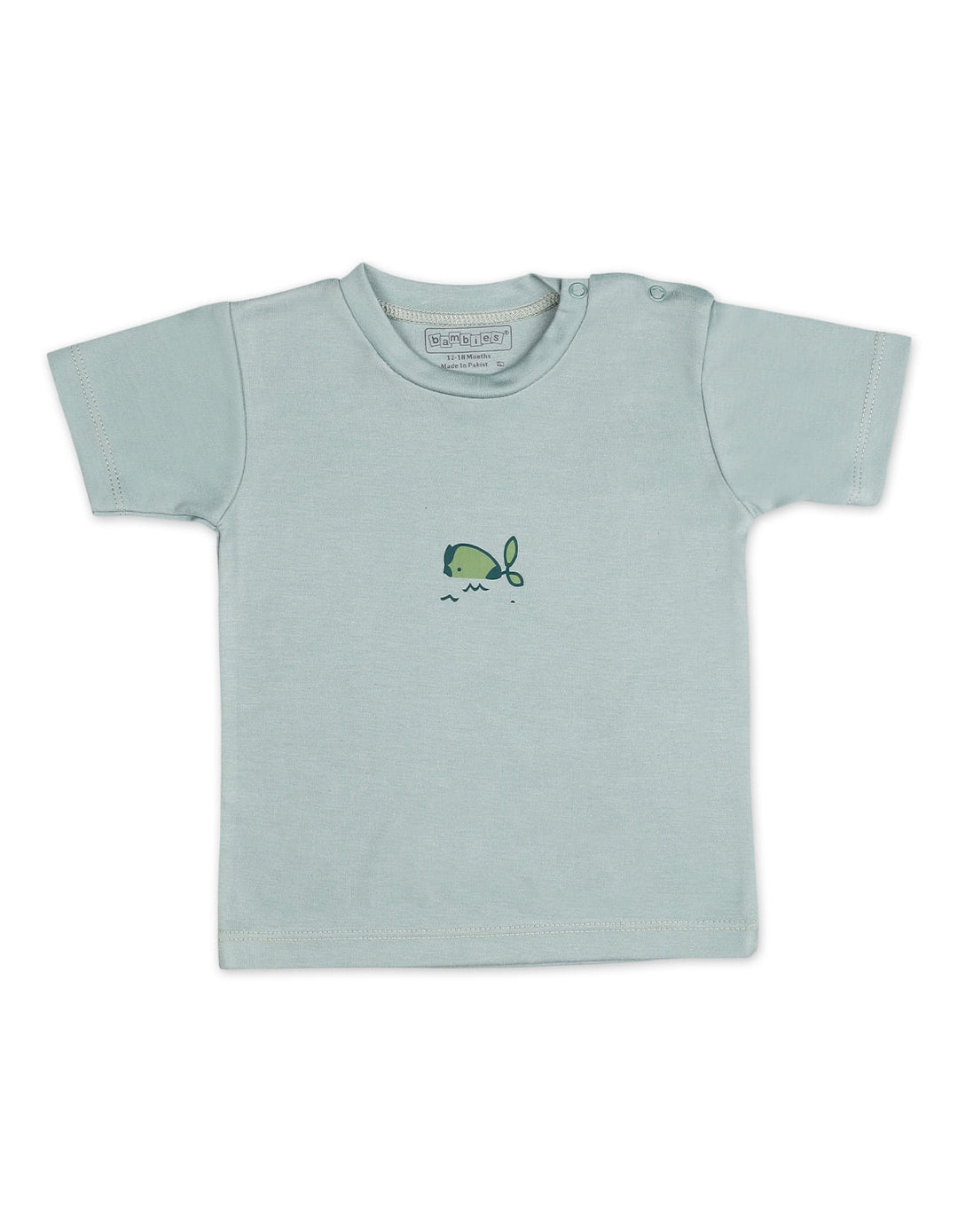 Newborn Boy Summer 2 Piece Suit Set Bambies Fish Print Green at Zubaidas Official Pakistan
