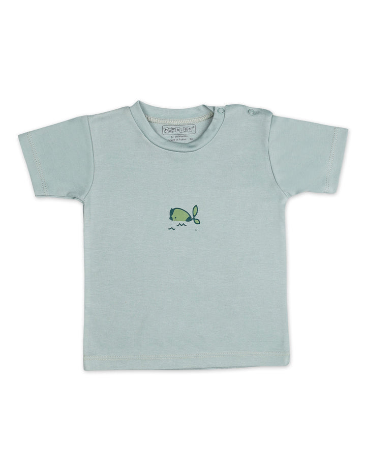 Newborn Boy Summer 2 Piece Suit Set Bambies Fish Print Green at Zubaidas Official Pakistan