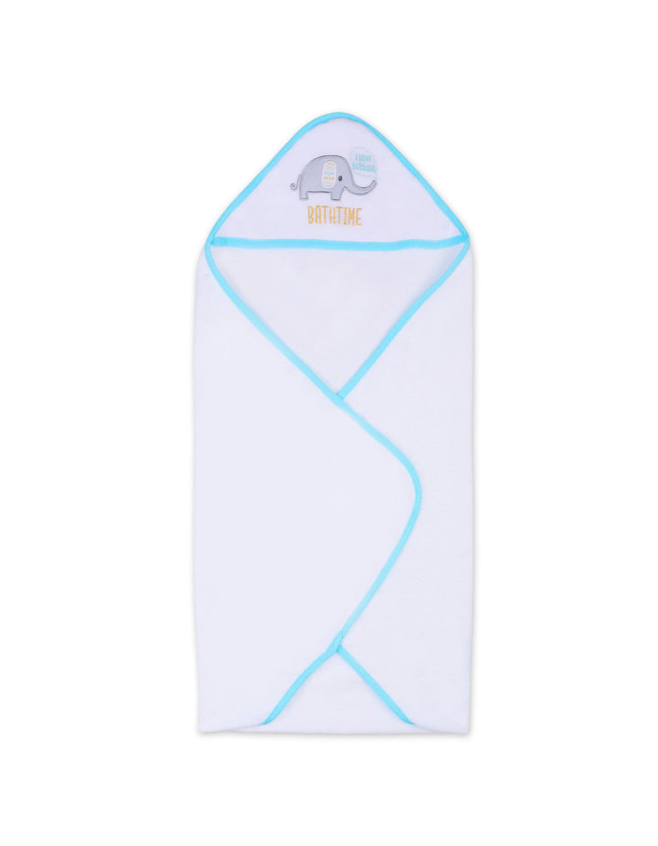 Newborn Boy Towel and Washcloth Set Elephant Blue and White at Zubaidas Online Pakistan