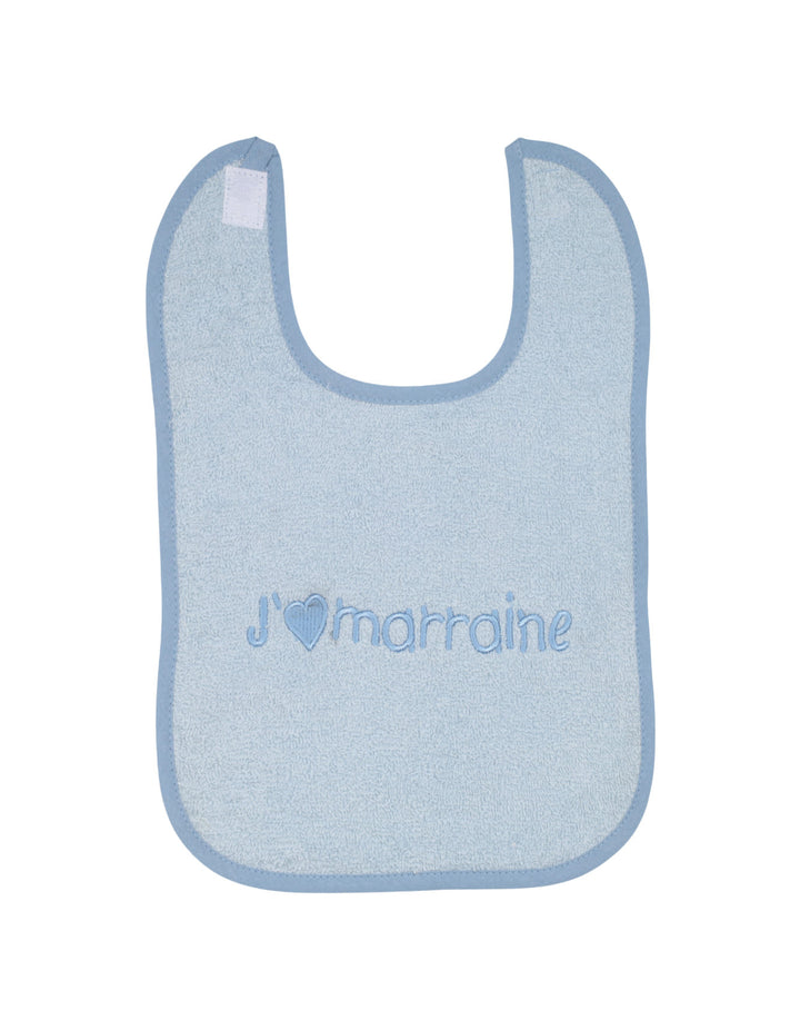 Newborn Boy Towel Bibs I Love Marraine Blue at Zubaidas