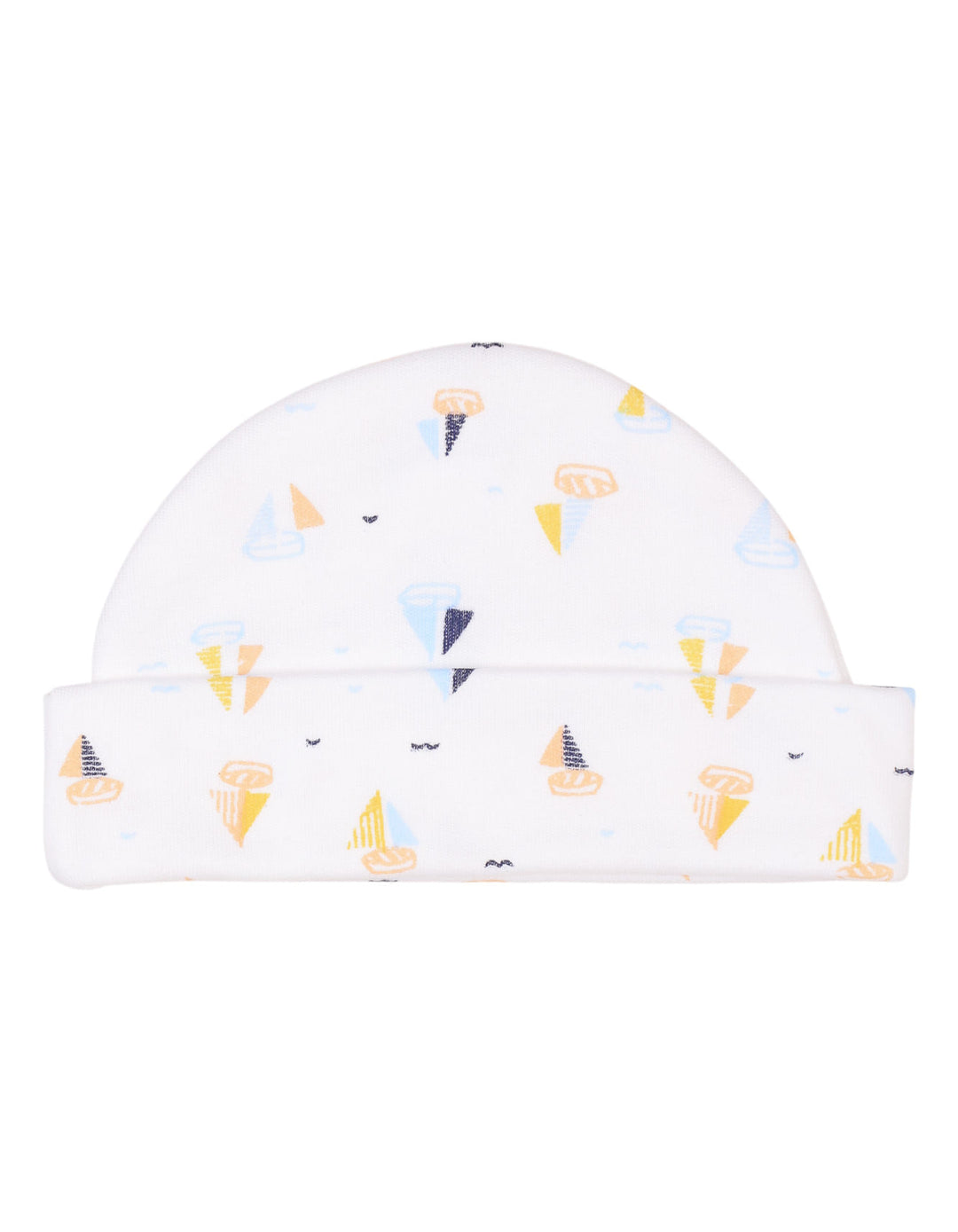Newborn Boys Cap Bambies Ocean Ships Printed White at Zubaidas