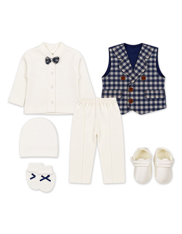 Newborn Boys Formal Outfit 6 Pcs Gift Set at Zubaidas