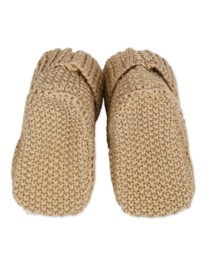 Newborn Boys Knitted Booties Lion Face Beige at Zubaidas Official Pakistan