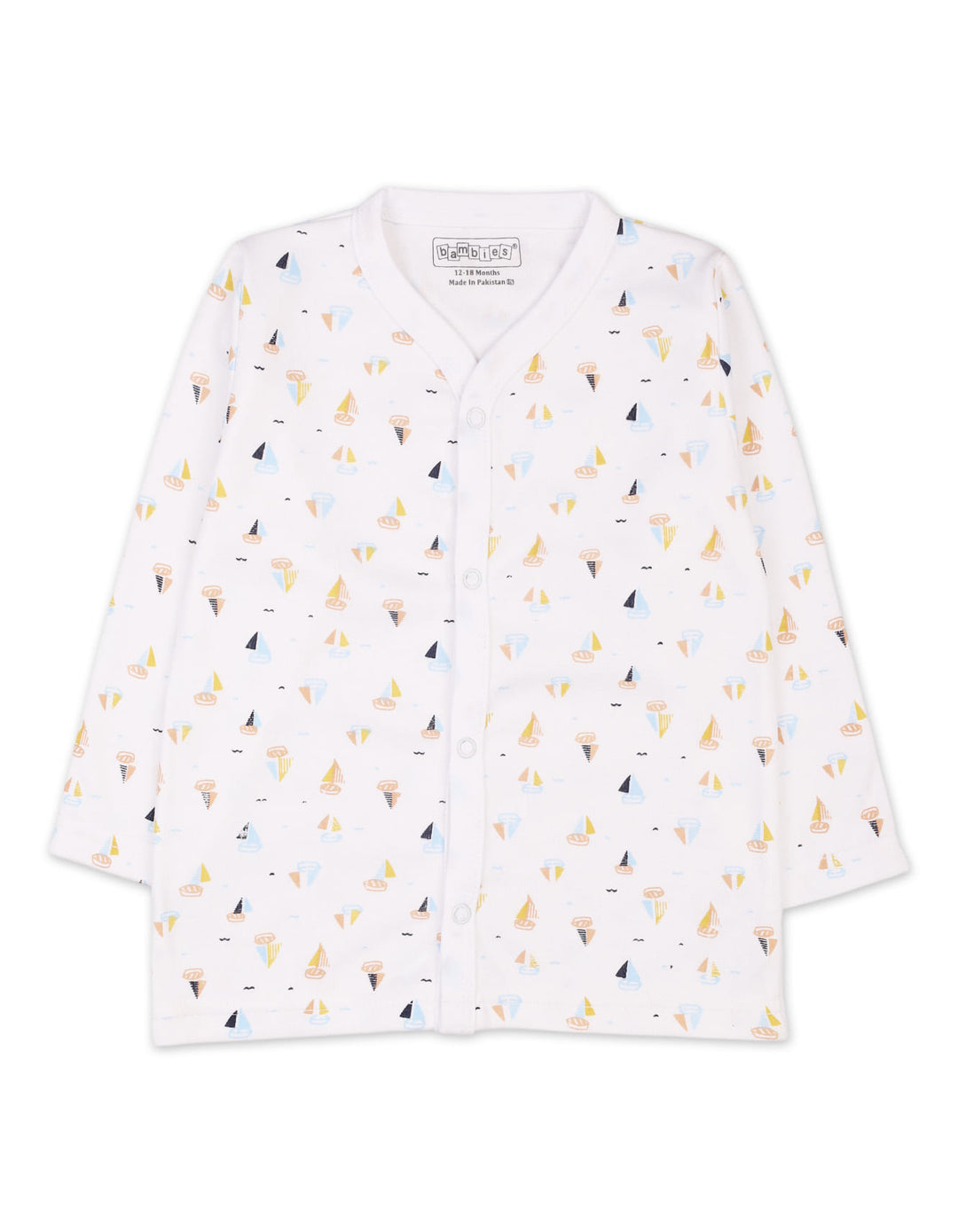 Newborn Boys Night Suit Bambies Ocean Ships Printed White at Zubaidas Online Pakistan