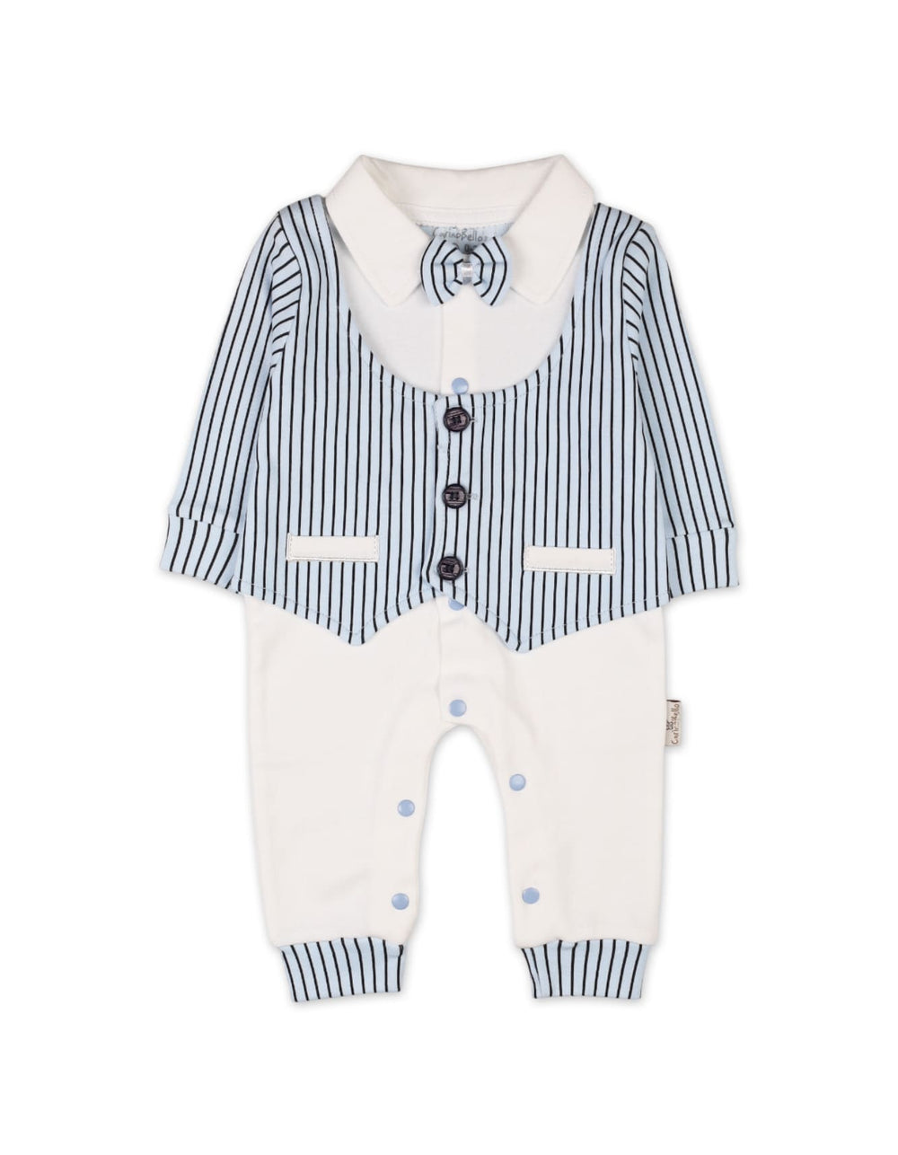 Newborn Boys Romper with Cap Black Stripes Blue Premium Turkish Collection at Zubaidas Pakistan