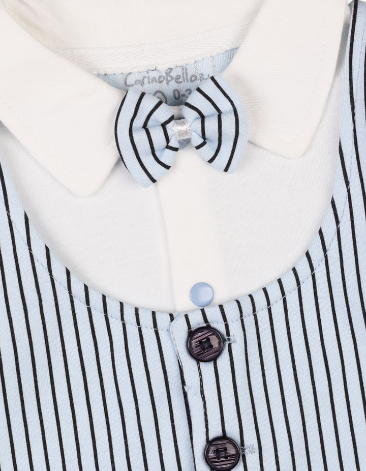 Newborn Boys Romper with Cap Black Stripes Blue Premium Turkish Collection at Zubaidas Official Pakistan
