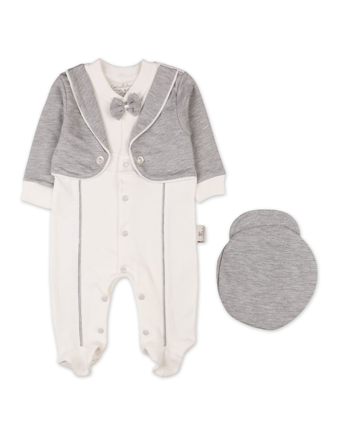 Newborn Boys Romper with Cap Grey Premium Turkish Collection at Zubaidas