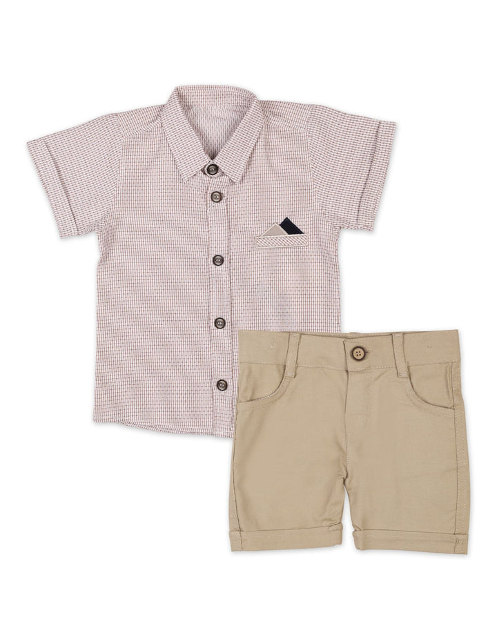 Newborn Boys Summer Suit Beige Premuim Turkish Collection at Zubaidas