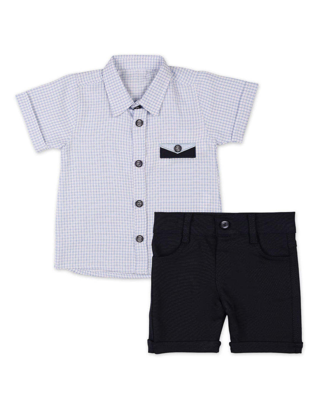 Infant Boys Summer Suit Blue Checked Premium Turkish Collection at Zubaidas
