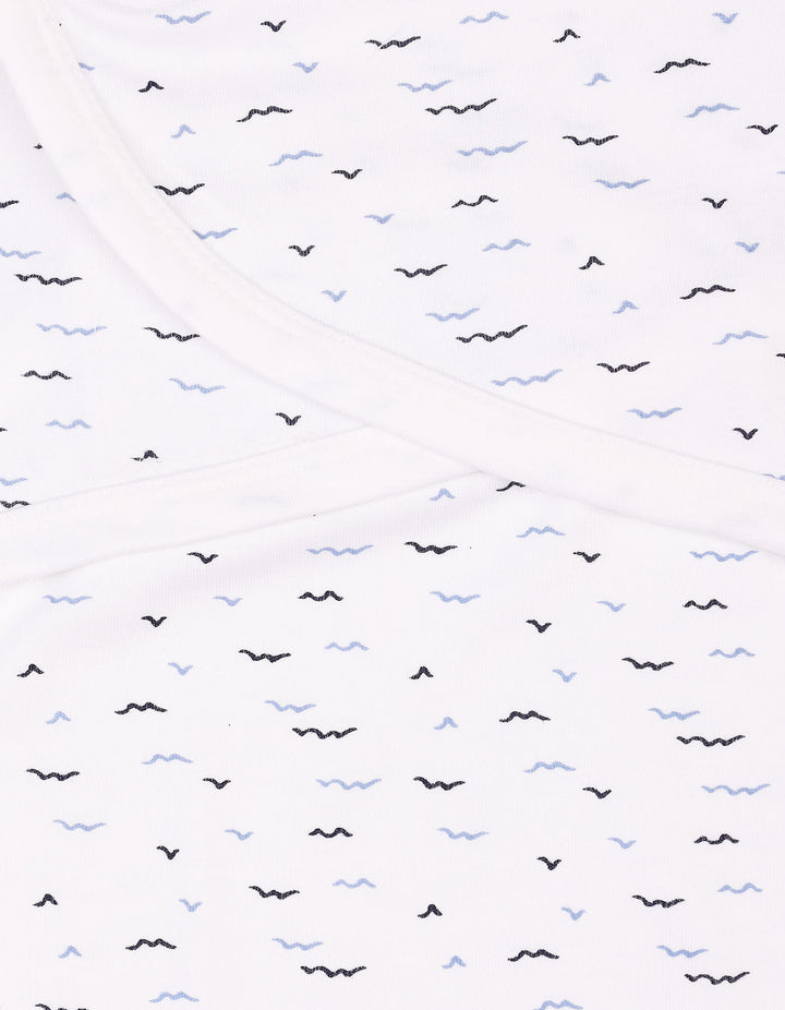 Newborn Boys Swaddling Sheet Bambies Ocean Birds Printed White at Zubaidas Official Pakistan
